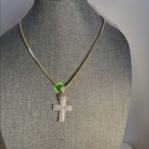 Gold and Silver Cross Pendant Necklace